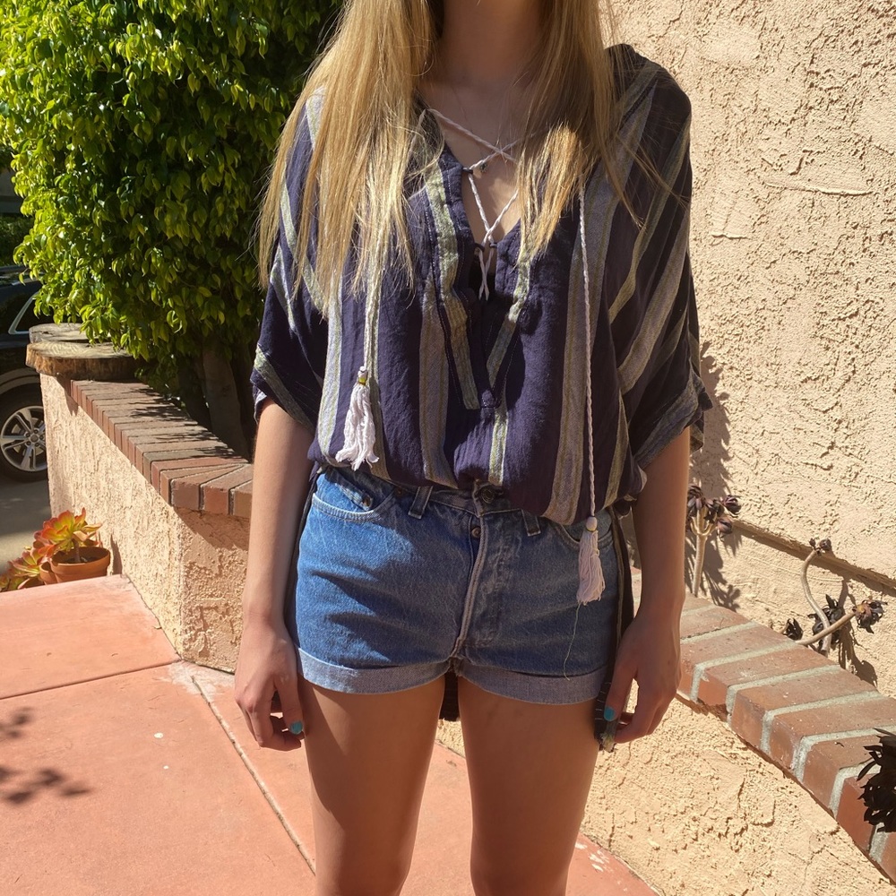 urban outfitters striped lace up tunic